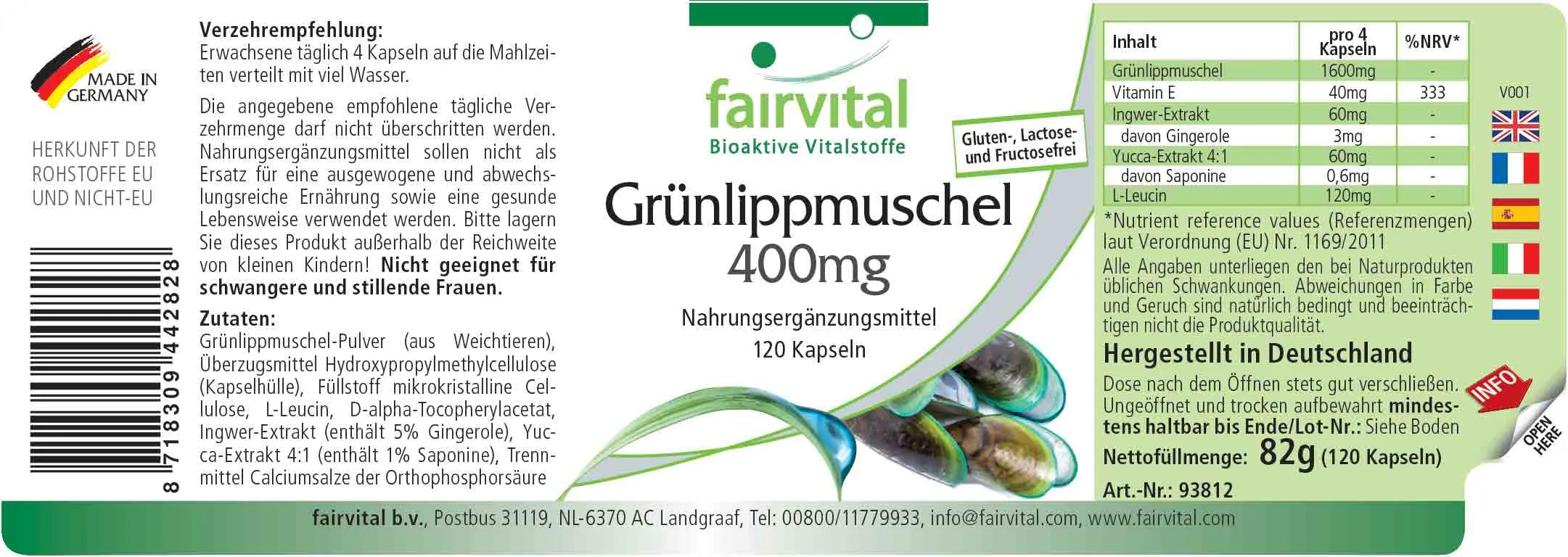 Green-Lipped Mussel 400mg - 120 Capsules