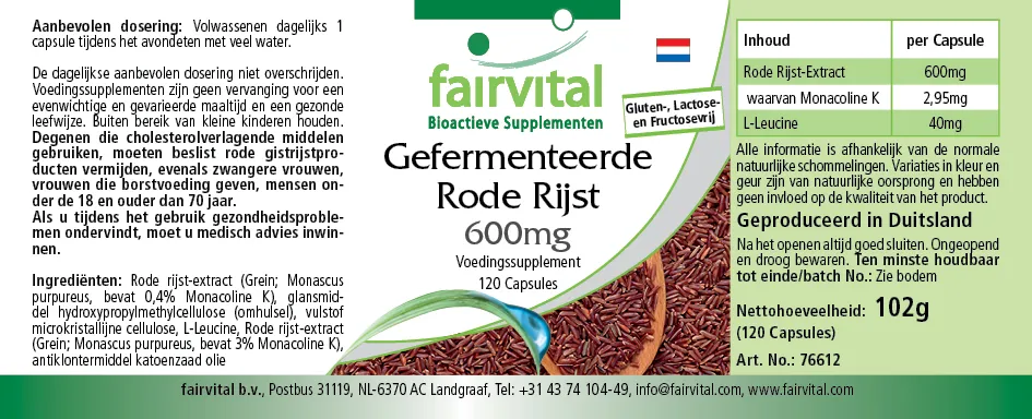 Gefermenteerde Rode Rijst 600mg