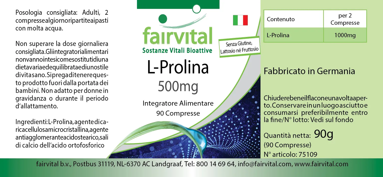 L-Proline 500mg – 90 Tablets