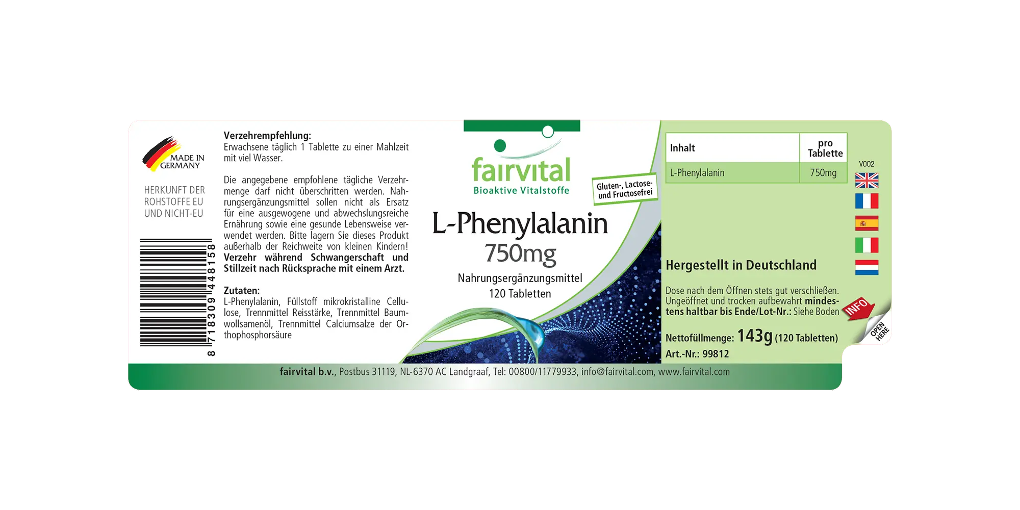 L-Fenylalanine 750mg - 120 tabletten