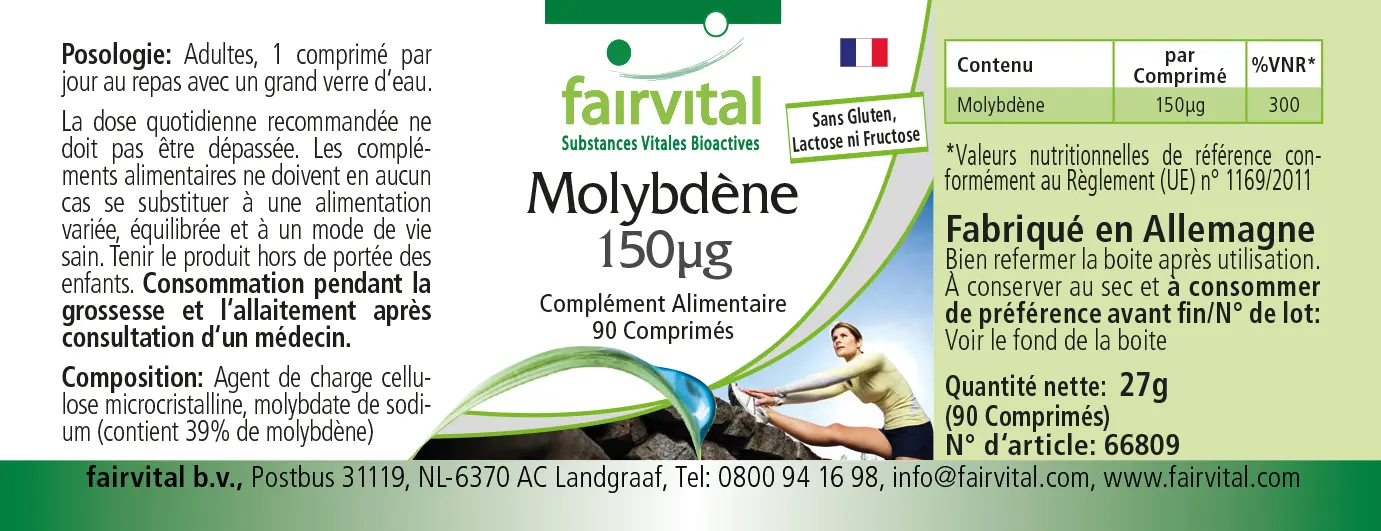 Molybdenum 150µg - 90 Tablets