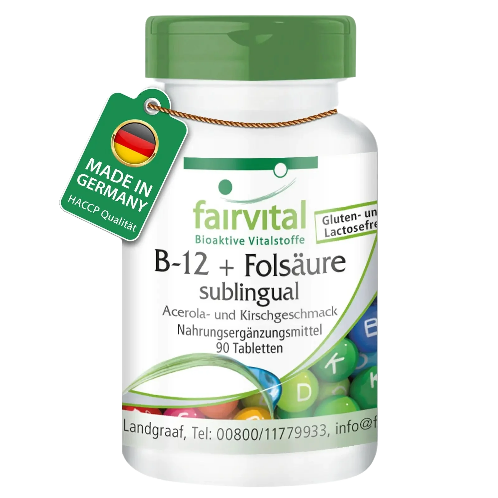 B-12 and folic acid sublingual with acerola-cherry taste – 90 tablets