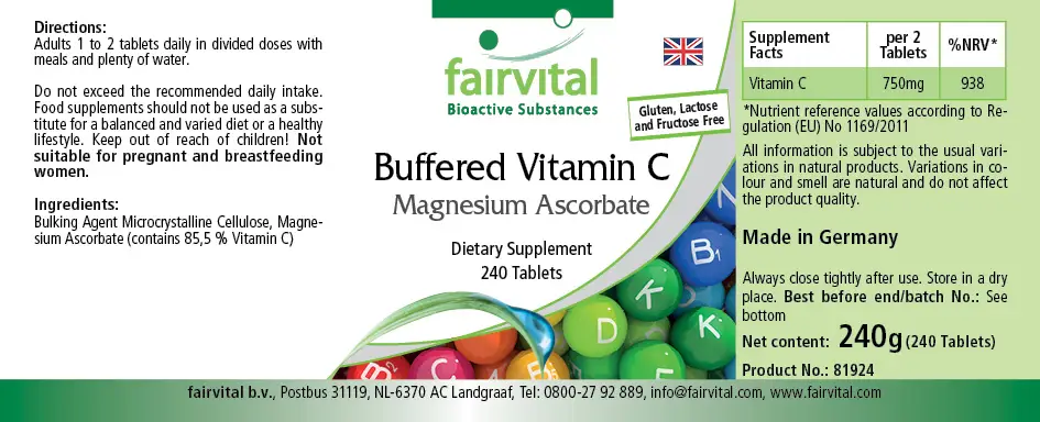 Buffered vitamin C as magnesium ascorbate - 240 tablets