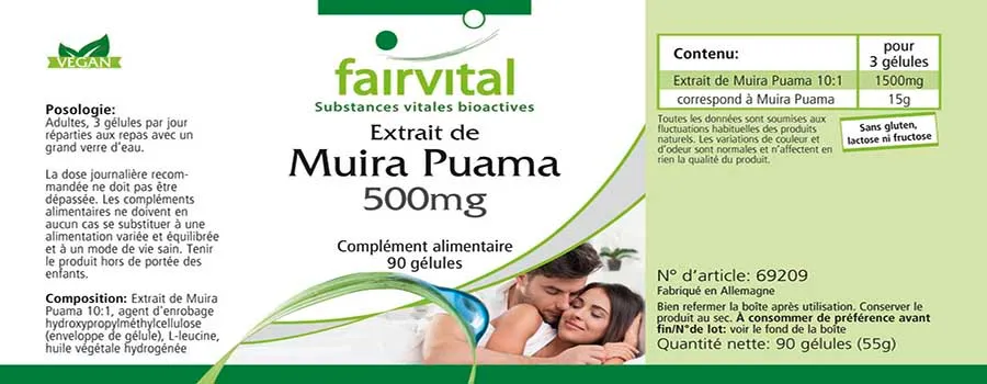 Extrait de Muira Puama 10:1 500mg - 90 gélules