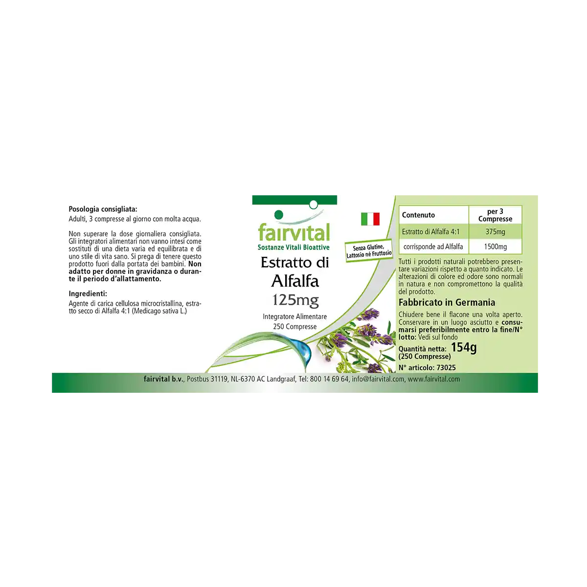 Estratto die Alfalfa 4:1 125mg - 250 compresse