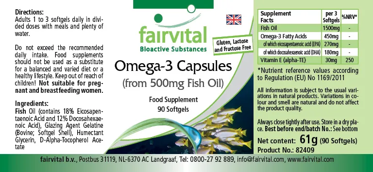 Omega-3-Kapseln aus 500mg Fischöl