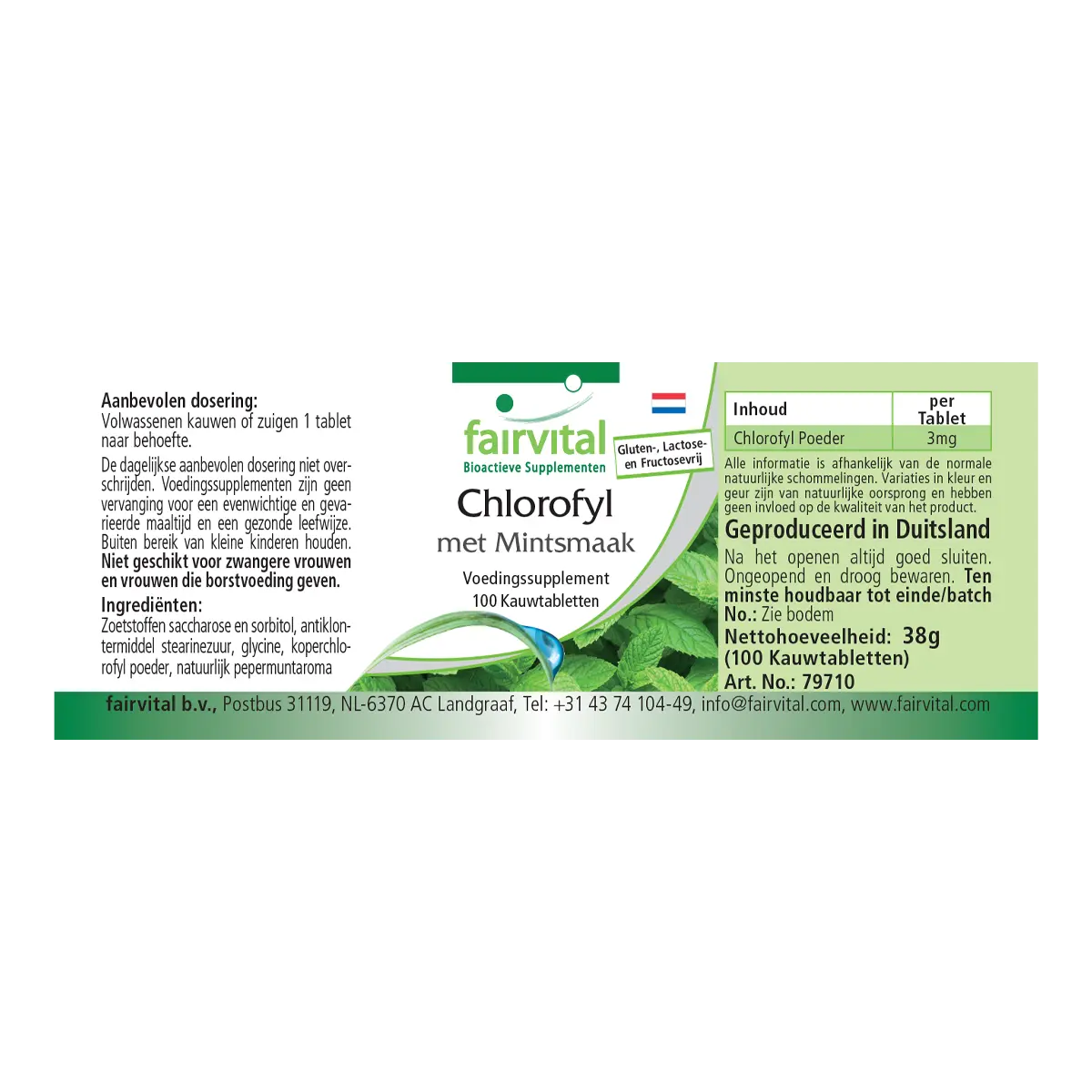 Chlorophyll with mint flavour – 100 chewable tablets