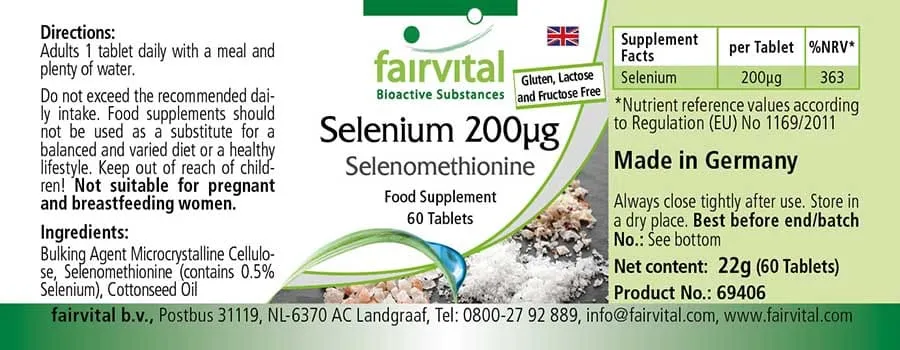 Sélénium 200µg de Sélénométhionine - 60 comprimés