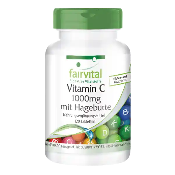 Vitamin C 1000mg mit Hagebutte - 120 Tabletten