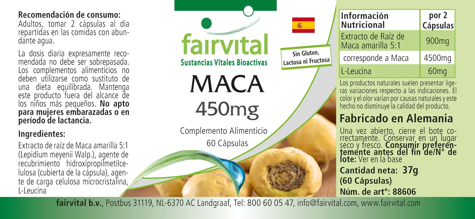 MACA 450mg - 60 Kapseln