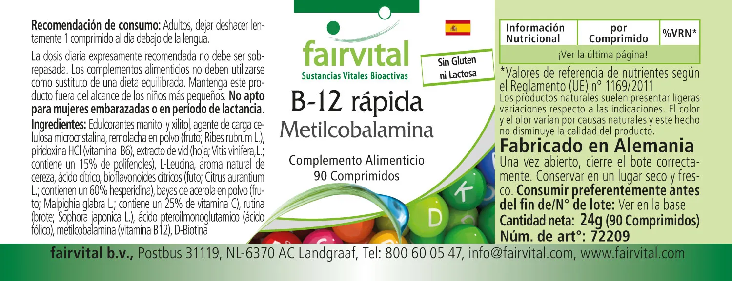 Vitamine B-12 Méthylcobalamine - 90 comprimés