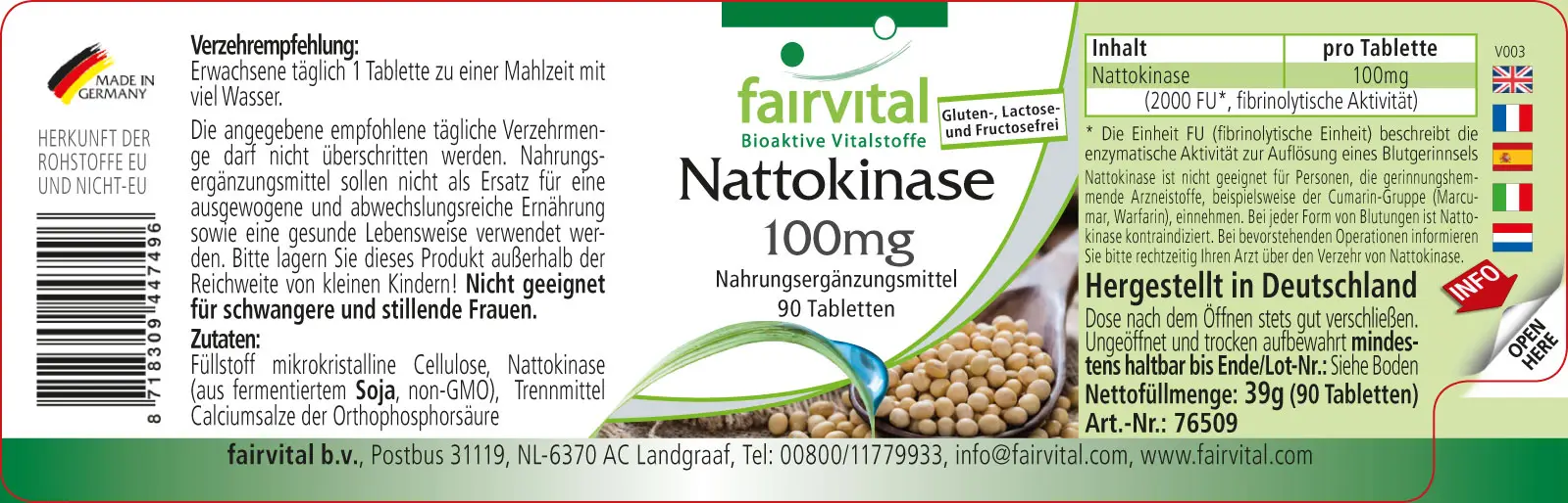 Nattokinase 100mg - 90 Tablets