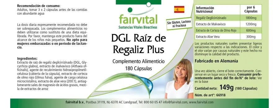 DGL Glycyrrhiza glabra Plus - 180 Cápsulas