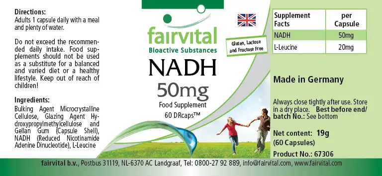 NADH 50mg - 60 Capsules - Libération retardée