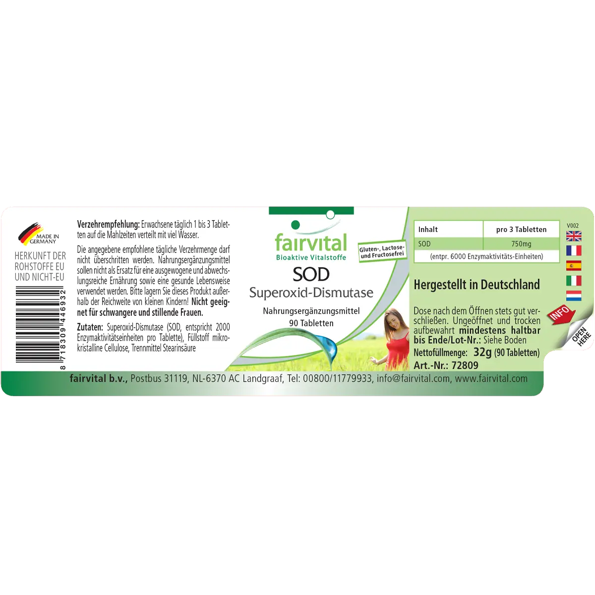 SOD Superoxide Dismutase - 90 Tablets