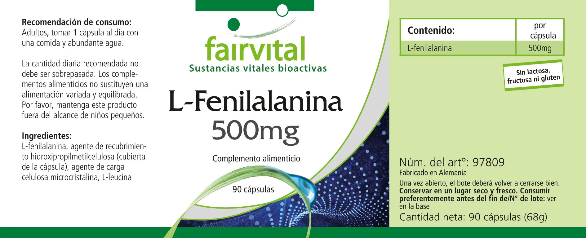 L-Fenilalanina 500mg - 90 Cápsulas