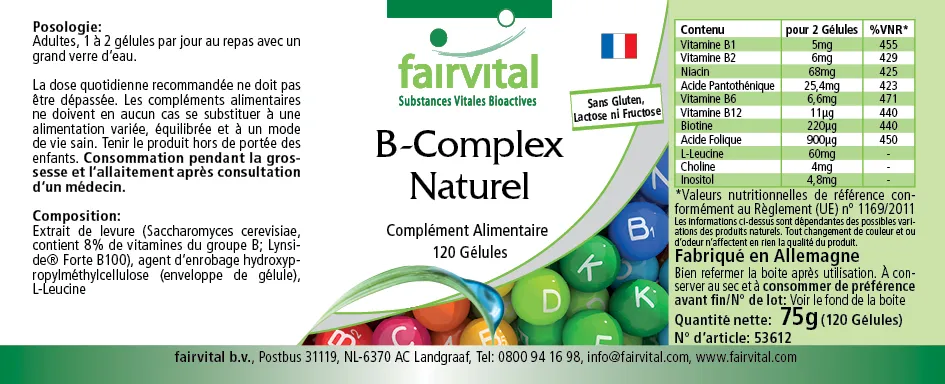 Complejo de vitamina B natural - 120 cápsulas