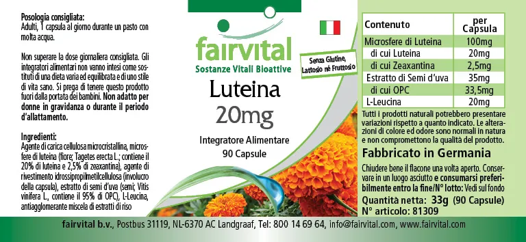 Luteina 20mg 90 capsule microincapsulate