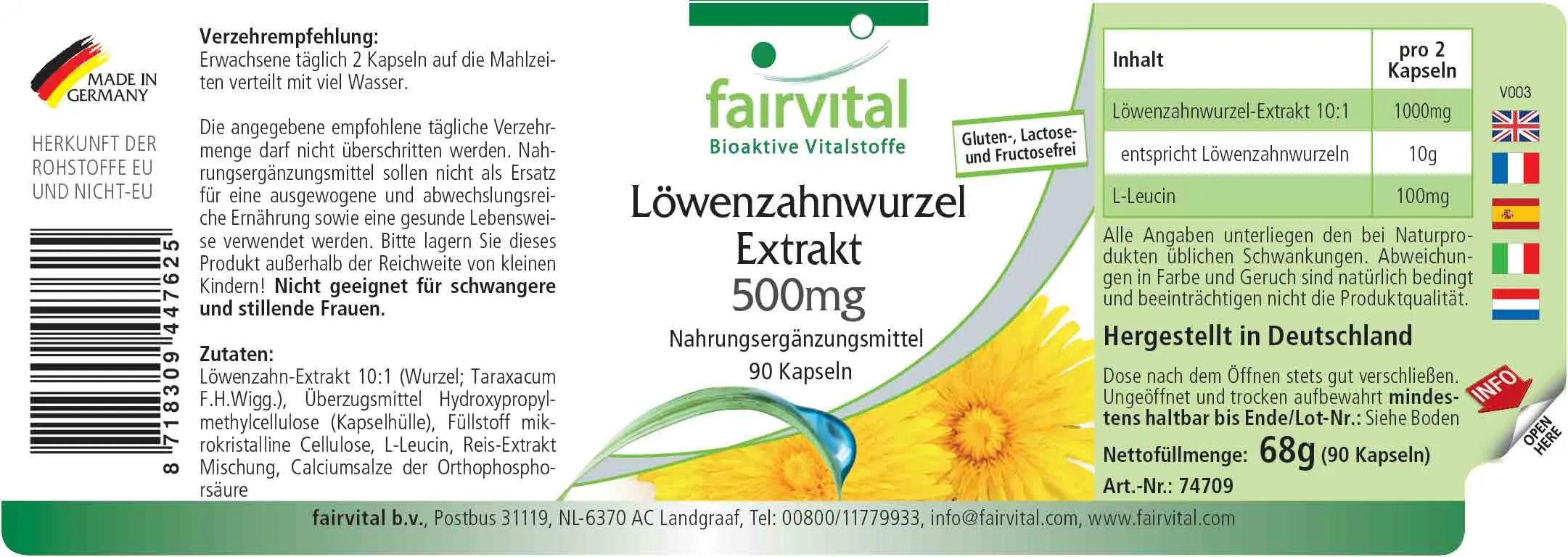 Löwenzahnwurzel-Extrakt 500mg