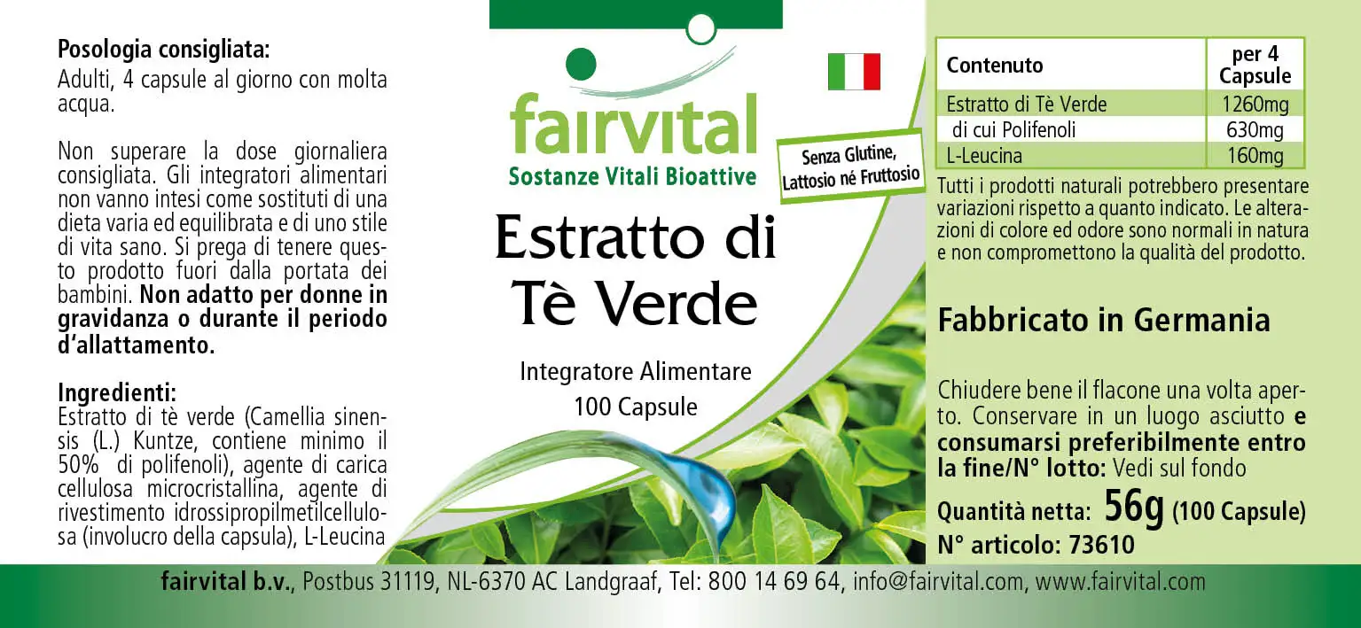 Estratto di tè verde - 100 capsule