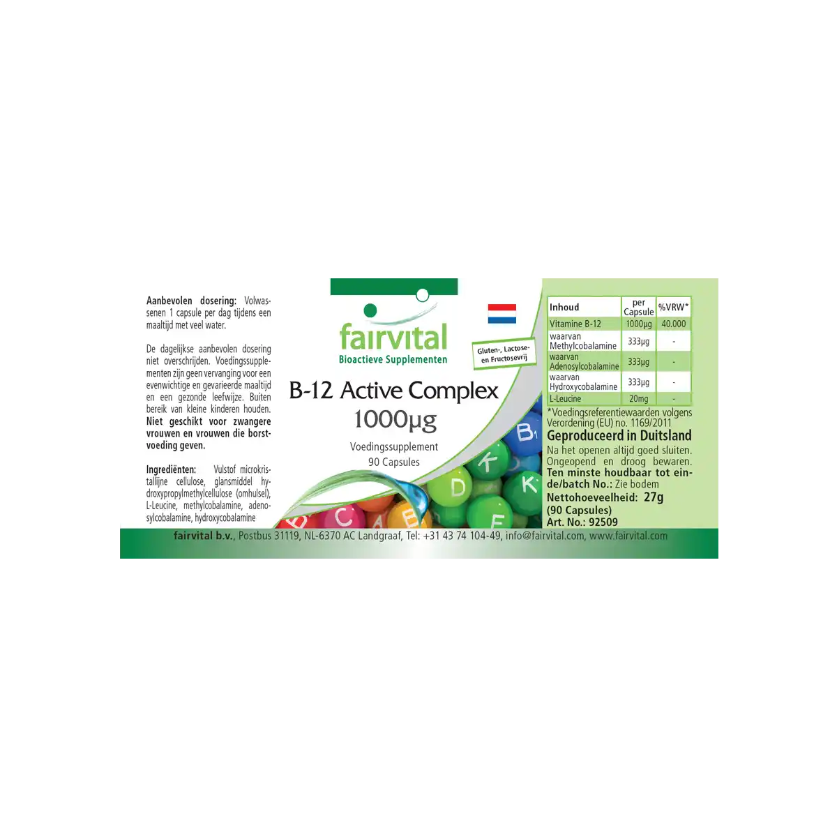 Complesso attivo di Vitamina B12 1000ug  - 90 capsule