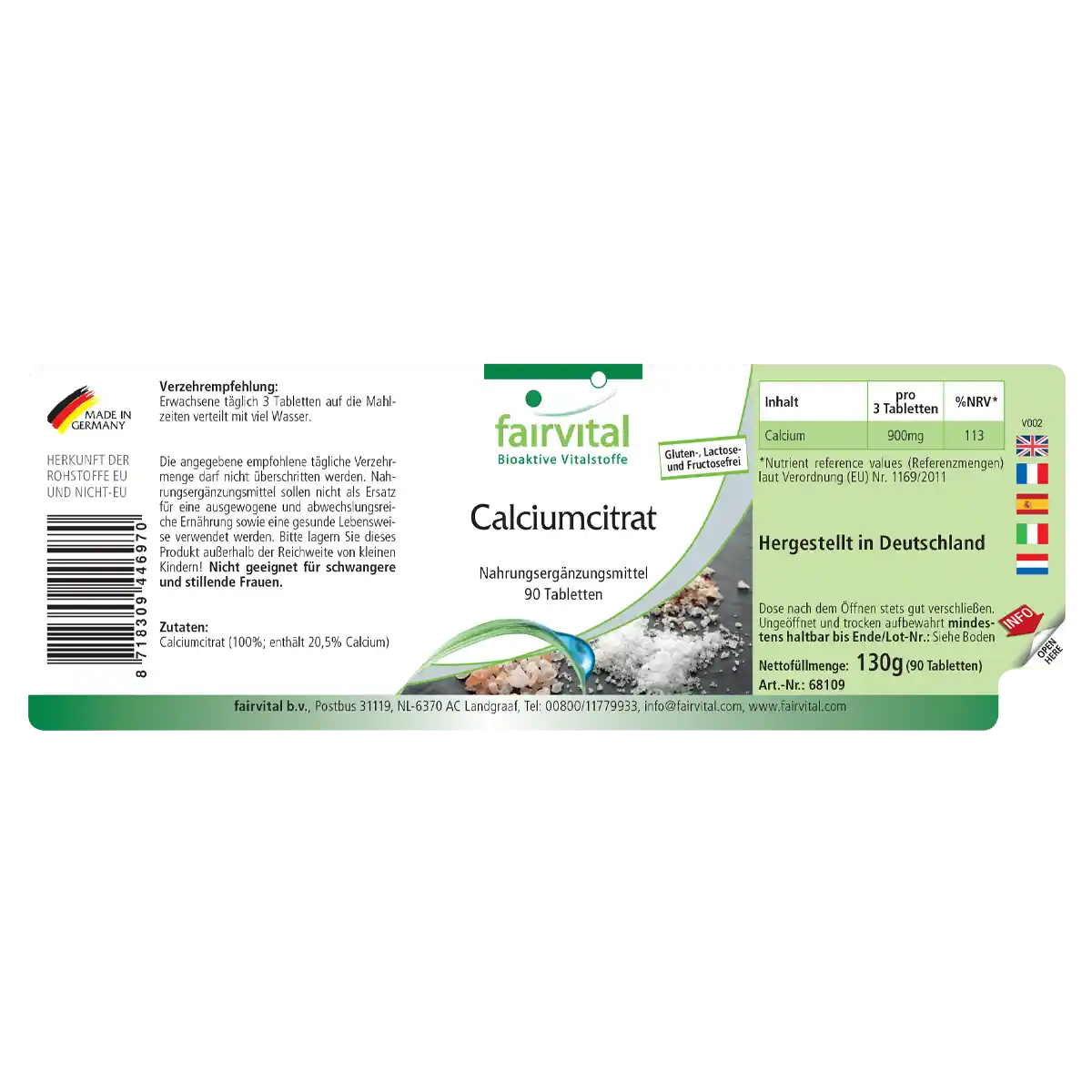 Citrate de Calcium avec 300mg de Calcium - 90 comprimés