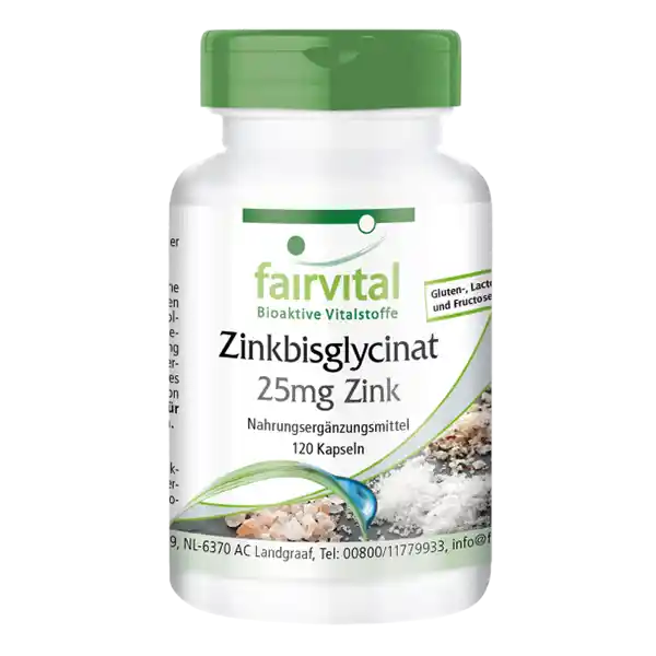 Bisglicinato de zinc con 25mg de zinc - 120 cápsulas