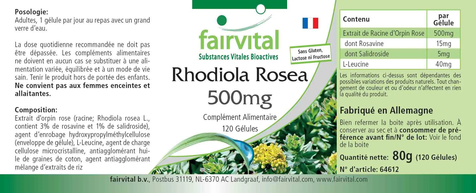 Rhodiola Rosea 500mg - 120 Capsules