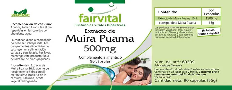 Extracto de Muira Puama 10:1 500mg - 90 Cápsulas