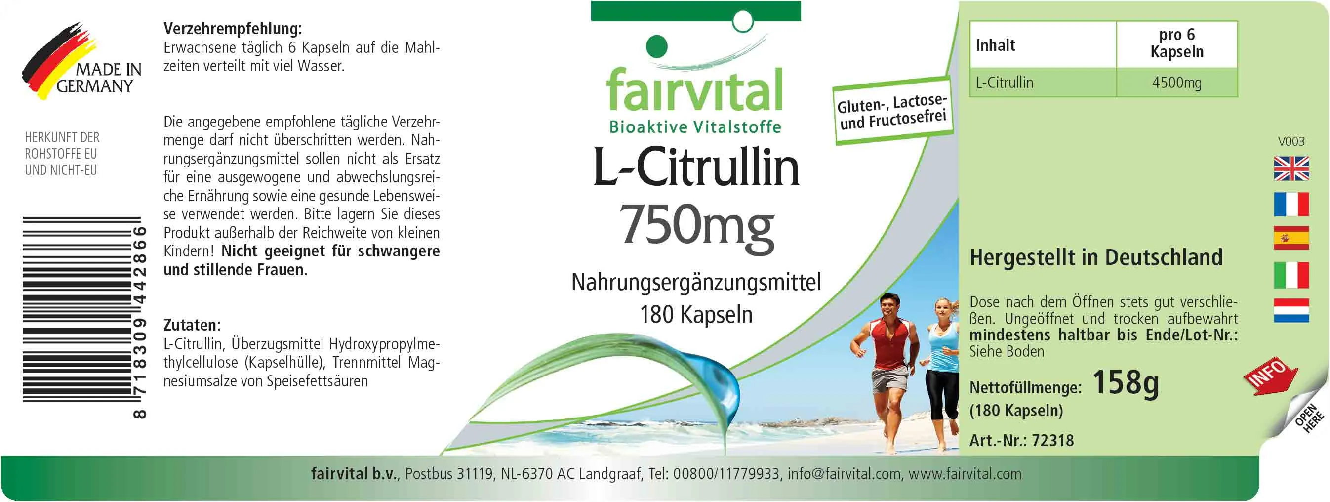 L-citrullina 750mg - 180 capsule