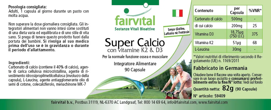 Super Calcium con vitamine K2 e D3