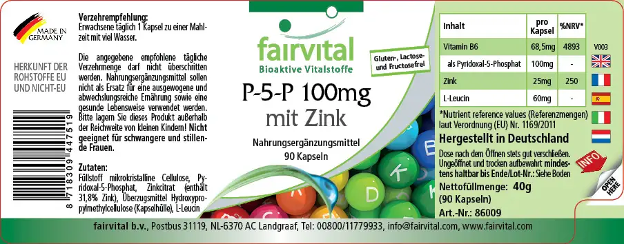 P-5-P 100mg con Zinc - Vitamina B6 activa - 90 Cápsulas