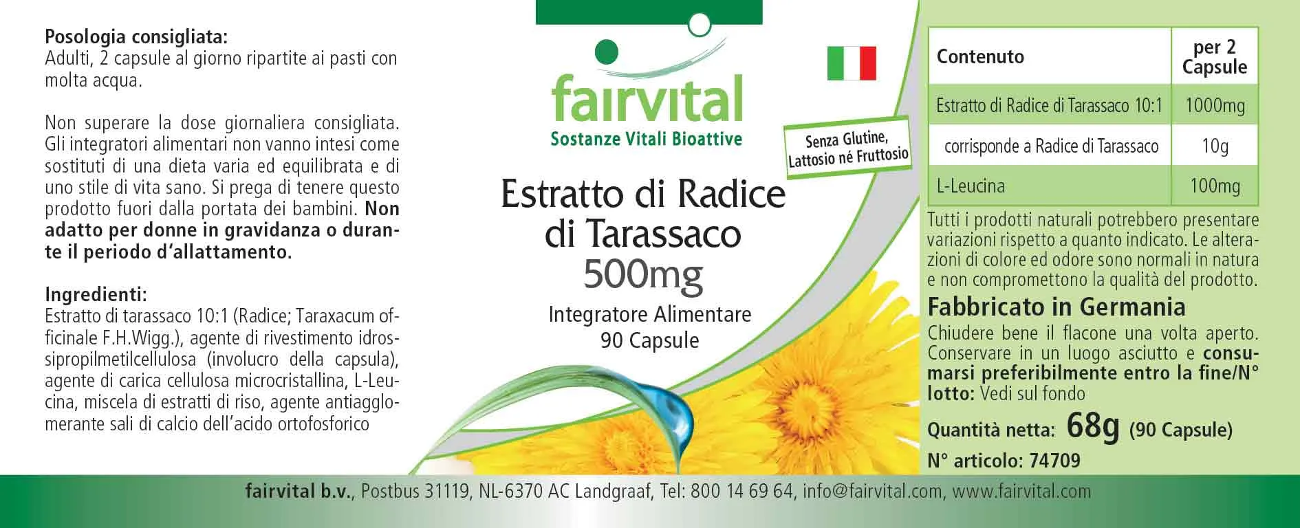 Estratto di Radice di Leone 500mg - 90 Capsule