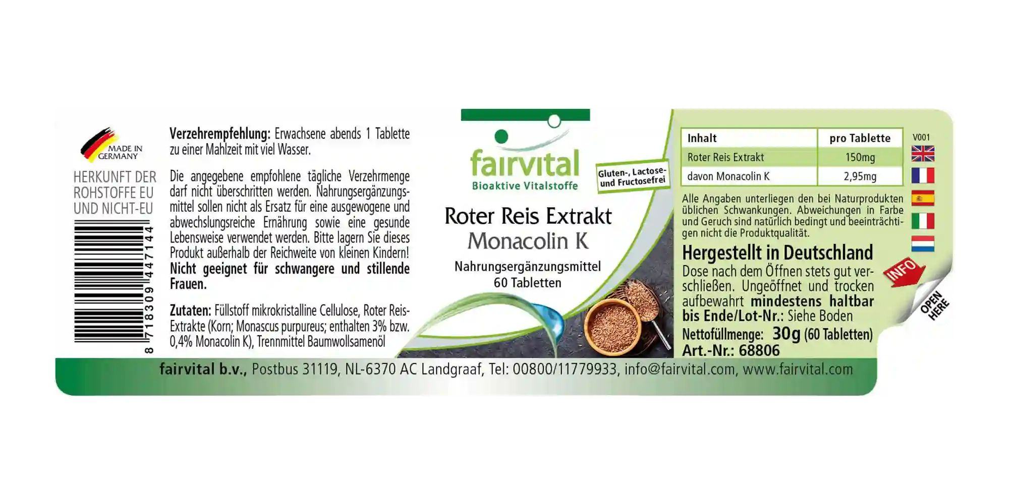 Roter Reis Extrakt mit 2,95 mg Monacolin K 