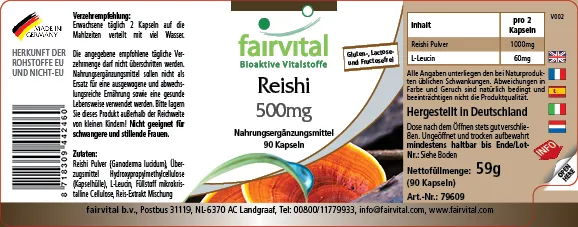 Reishi 500mg – 90 capsule