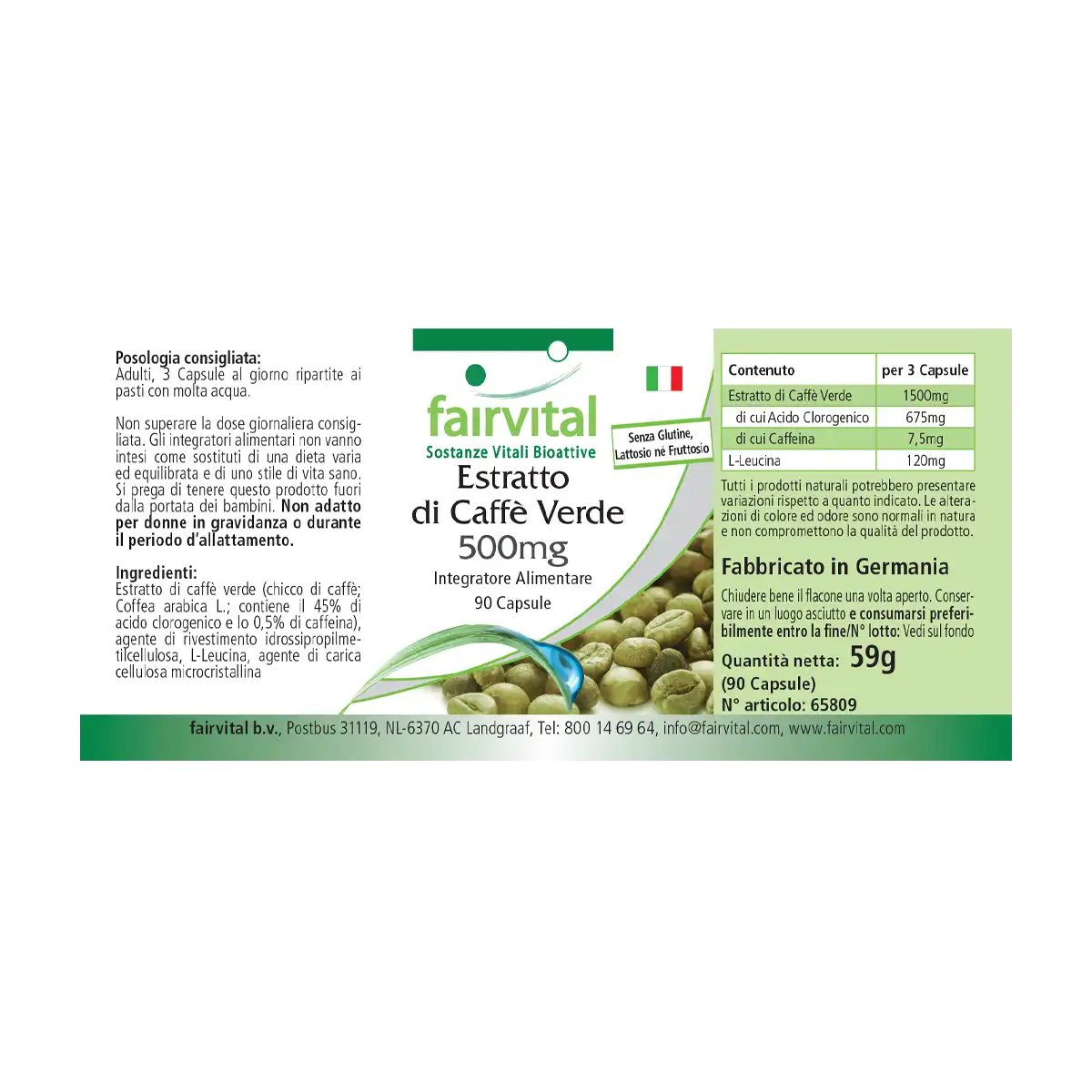 Extrait de café vert 500mg - 90 gélules