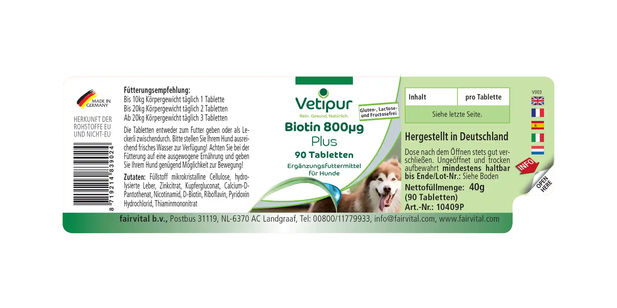 Biotine 800µg - 90 comprimés pour chiens | Vetipur