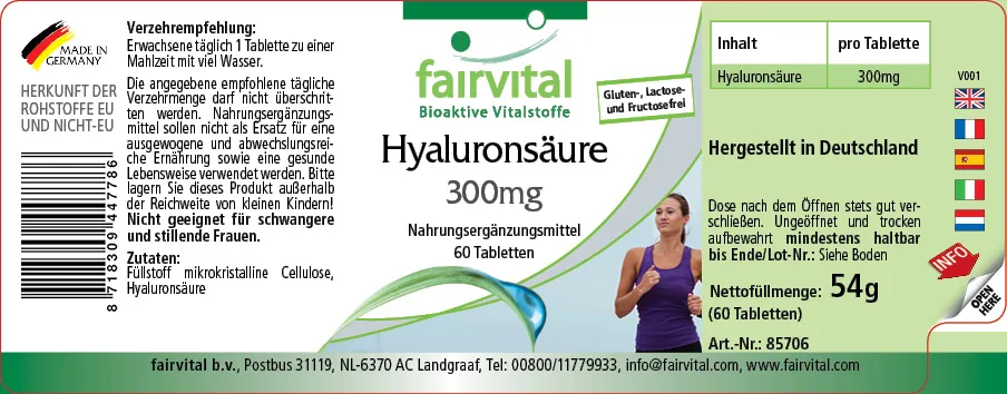 Hyaluronic Acid 300mg - 60 Tablets