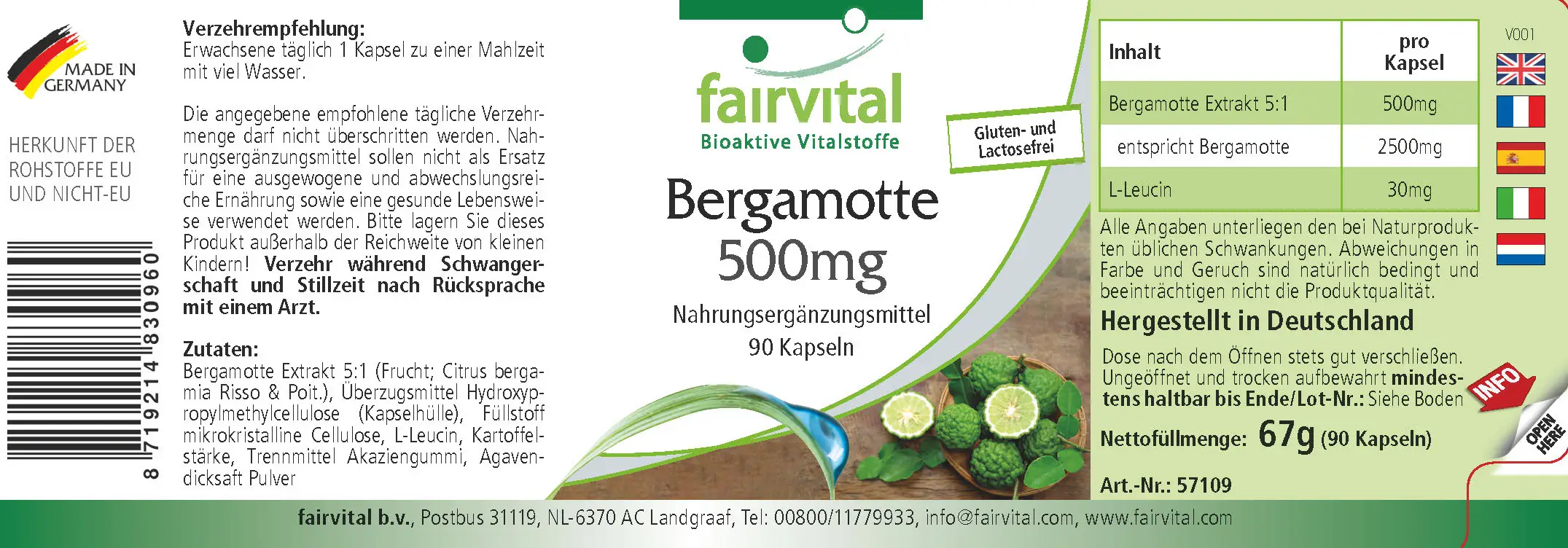 Extracto de Bergamota 500mg