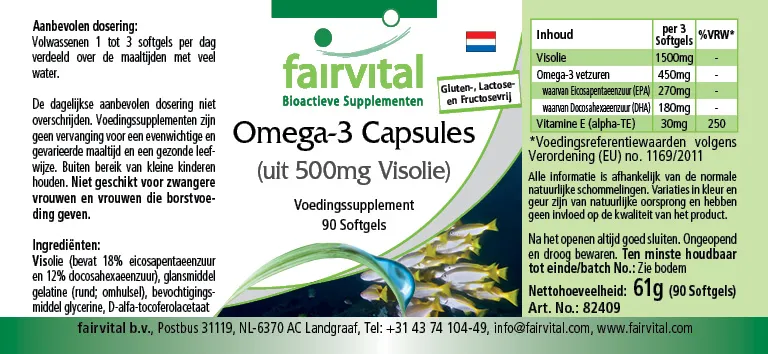 Omega-3 de 500mg de aceite de pescado - 90 Softgels