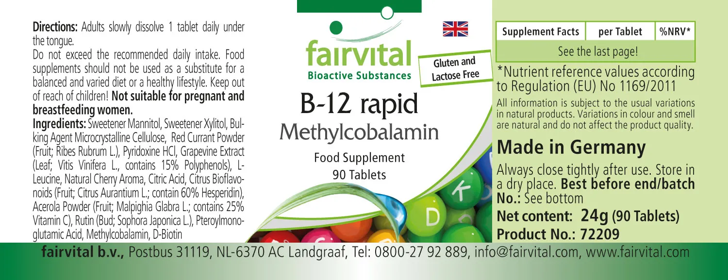 B12 rapid Metilcobalamina – 90 compresse sublinguali