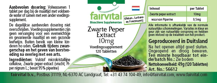 Schwarzer Pfeffer Extrakt 10mg