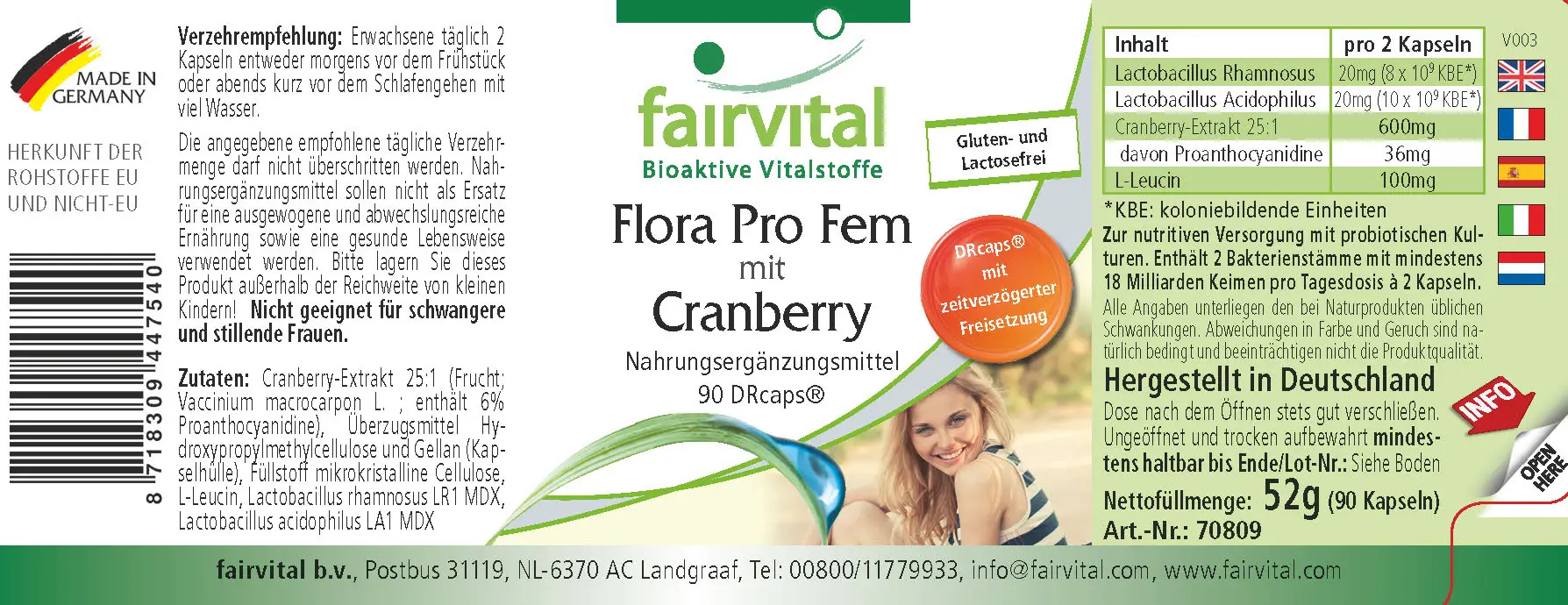 Flora Pro Fem avec Cranberry - 90 DRcapsule