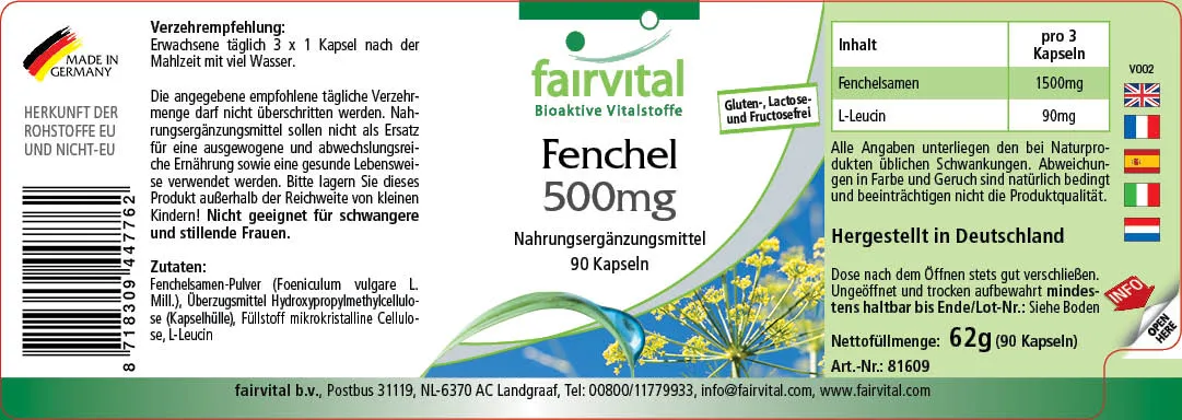 Fenouil 500mg - 90 gélules