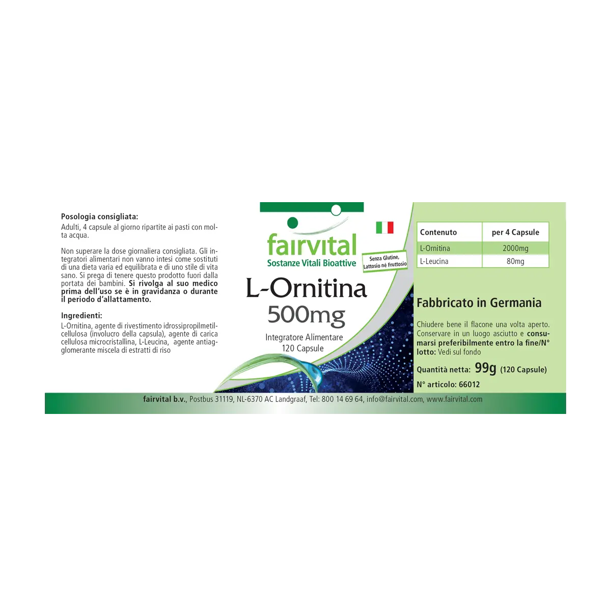 L-Ornitina 500 mg – 120 capsule