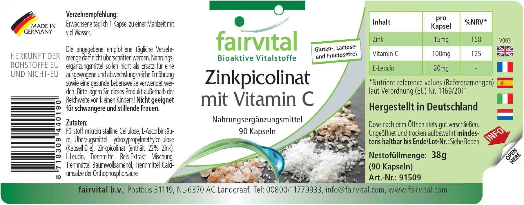 Picolinato di Zinco con Vitamina C - 90 Capsule