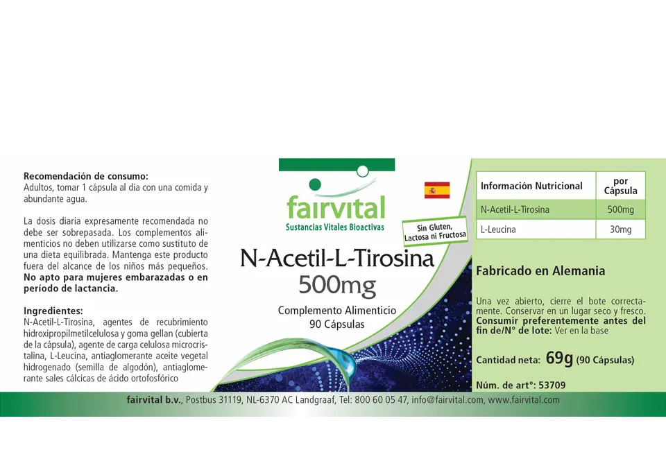 N-Acetil-L-Tirosina 500mg - 90 capsule