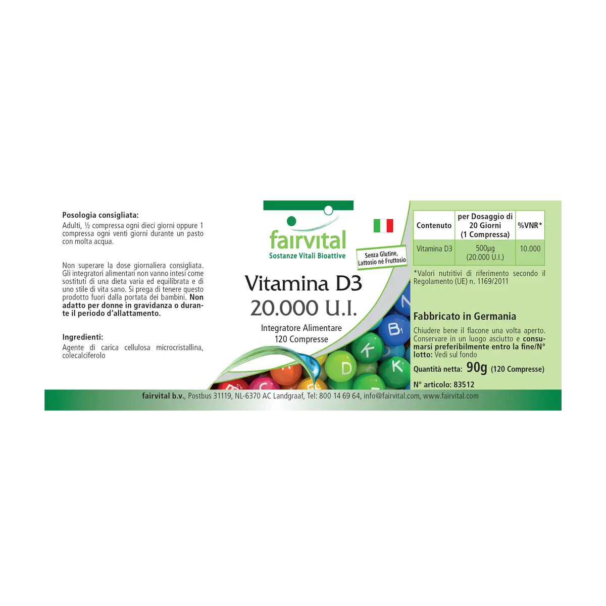 Vitamina D3 20000 U.I. - 120 comprimidos