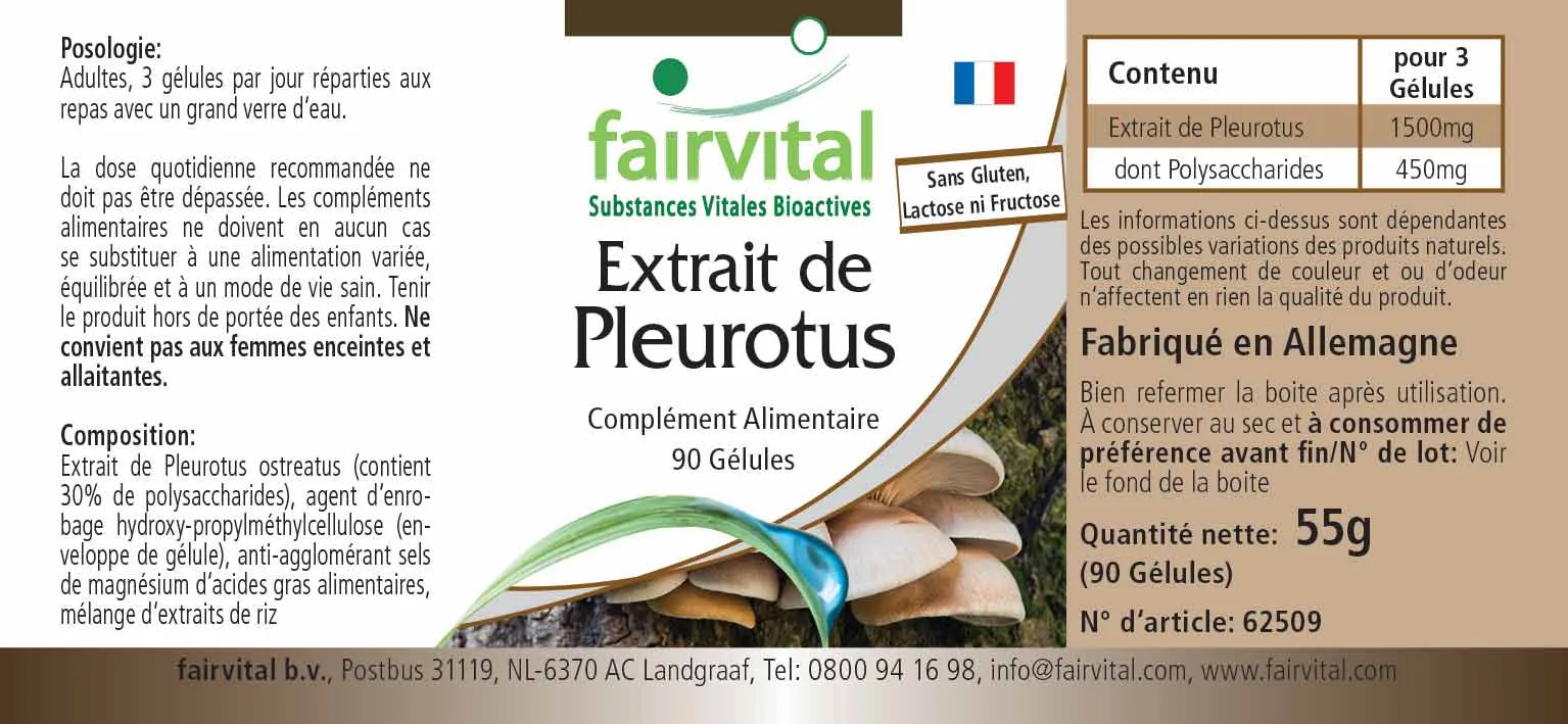 Extrait de Pleurotus - 90 gélules