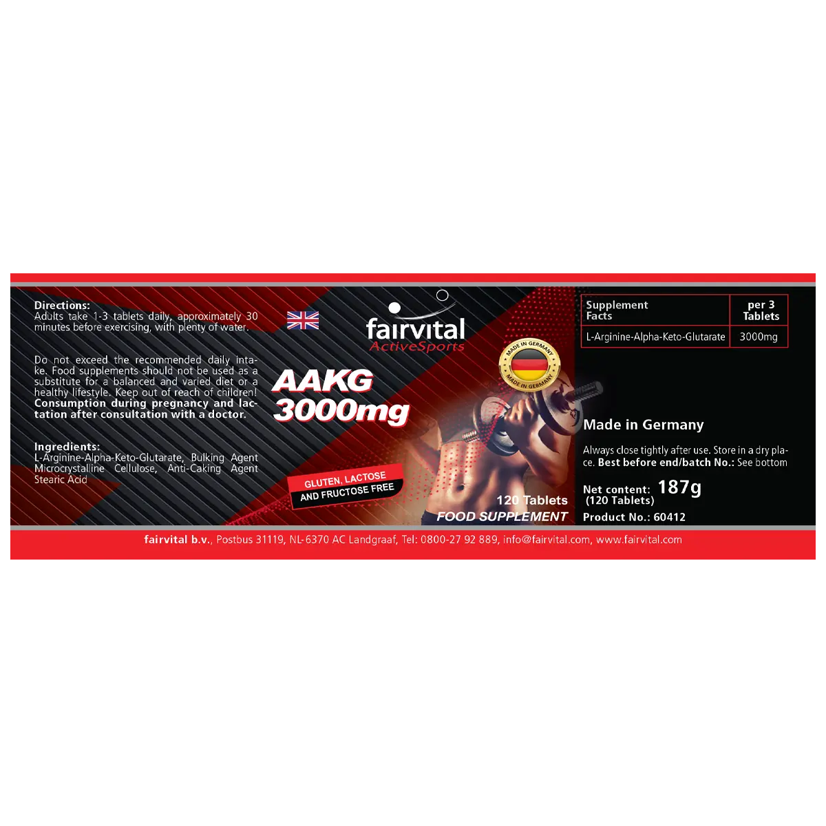 AAKG 3000mg L-Arginine-Alpha-Céto-glutarate - 120 comprimés